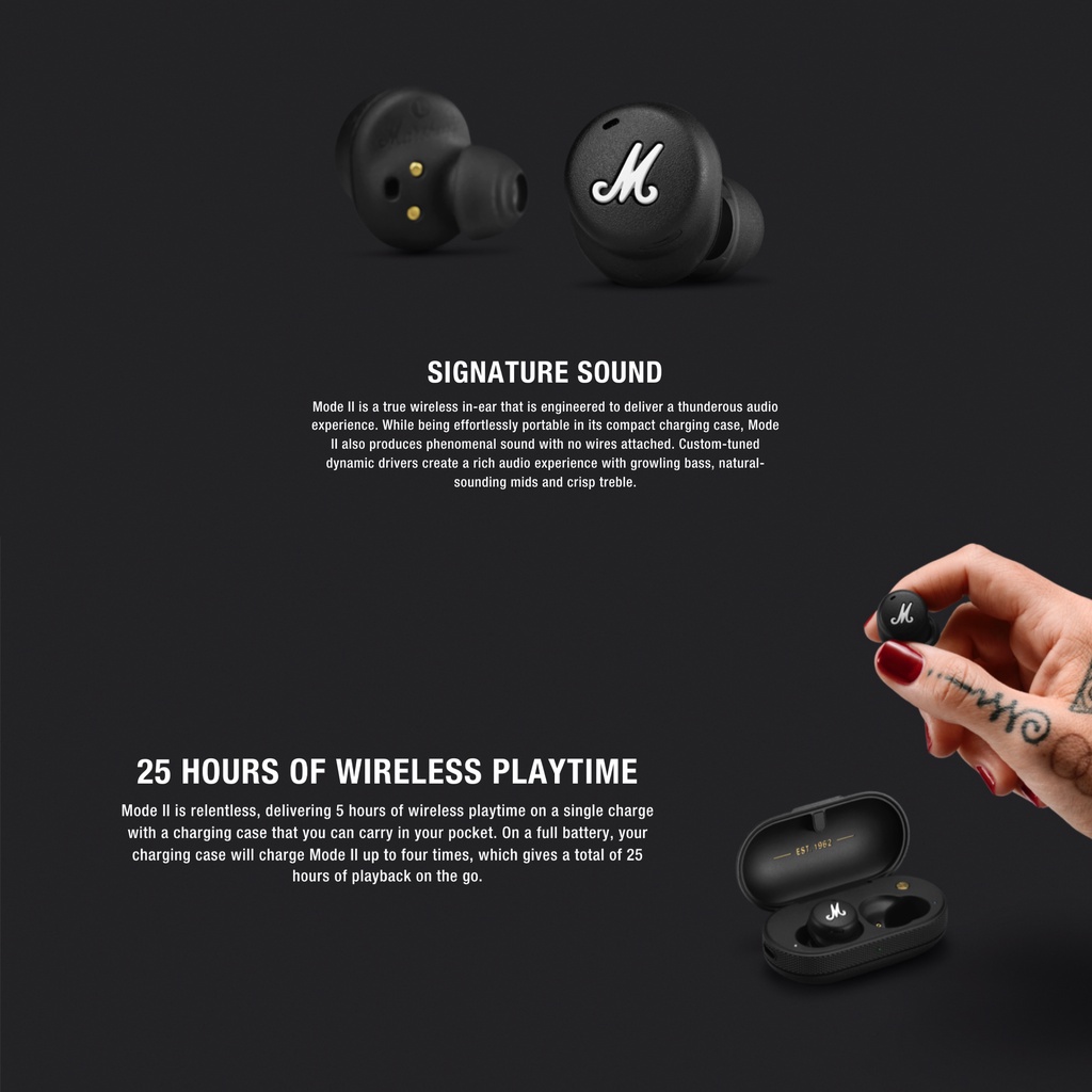 Marshall Mode II True Wireless Earphones - Marshall Mode 2 Garansi Resmi