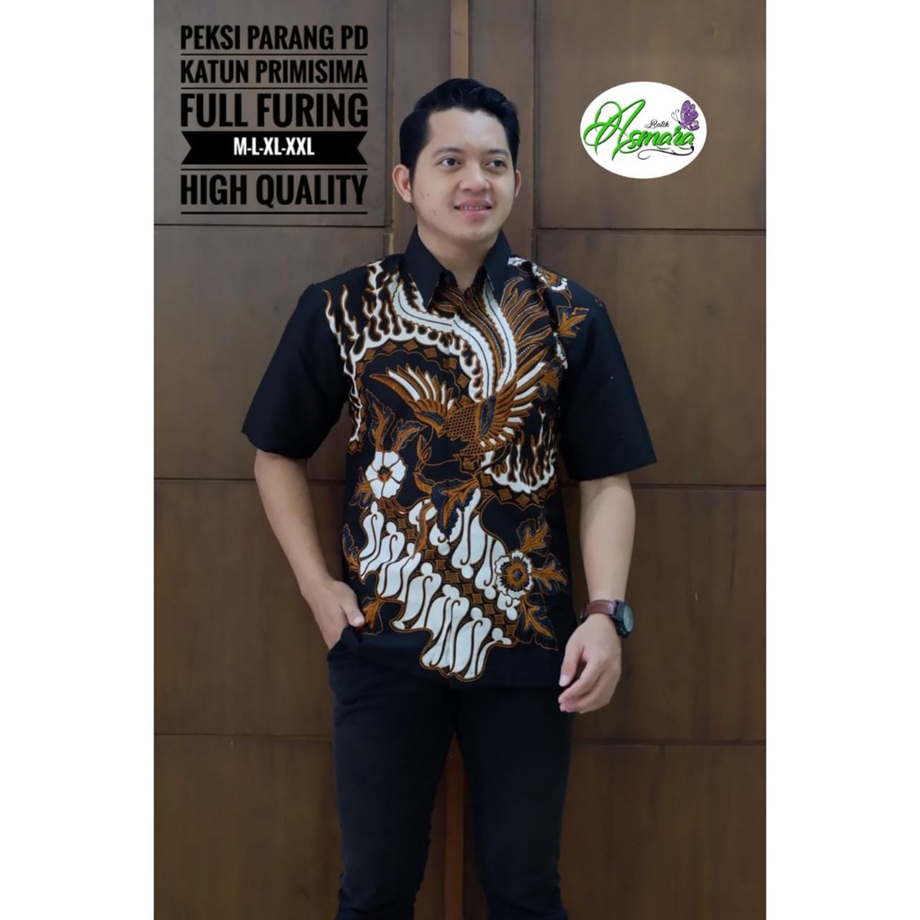 PEKSI PARANG PD Kemeja Batik Pria Lengan Pendek Katun Halus FULL FURING Batik Asmara