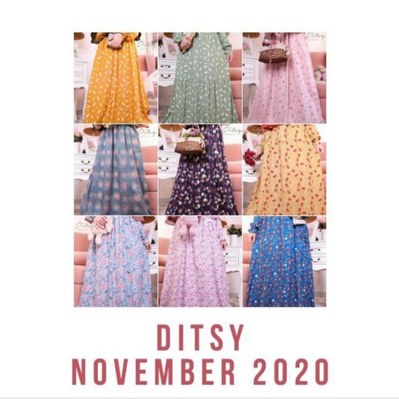 Ditsy November Quill Mustard, Twyla Navy, Quill Sage