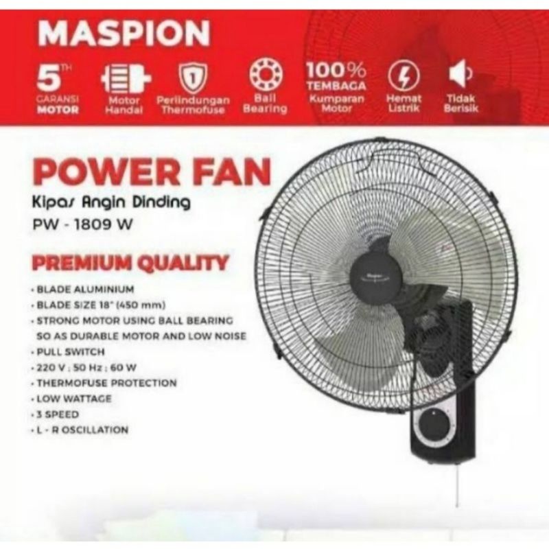 Kipas Angin Dinding Maspion 18"  PW1809.Wall Fan Maspion PW1809