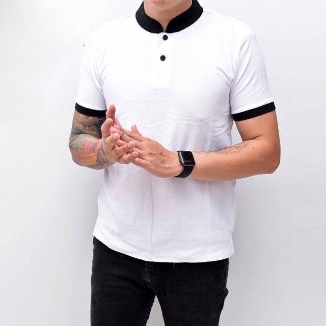 Kaos Polo Pria Polo Shirt Kerah Shanghai Polos Putih White Lengan Pendek BIG SIZE JUMBO XXL / 3XL