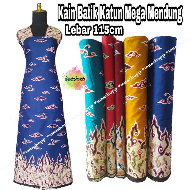 Kain Batik Katun Mega Mendung Lebar 115cm / Kain Batik Meteran