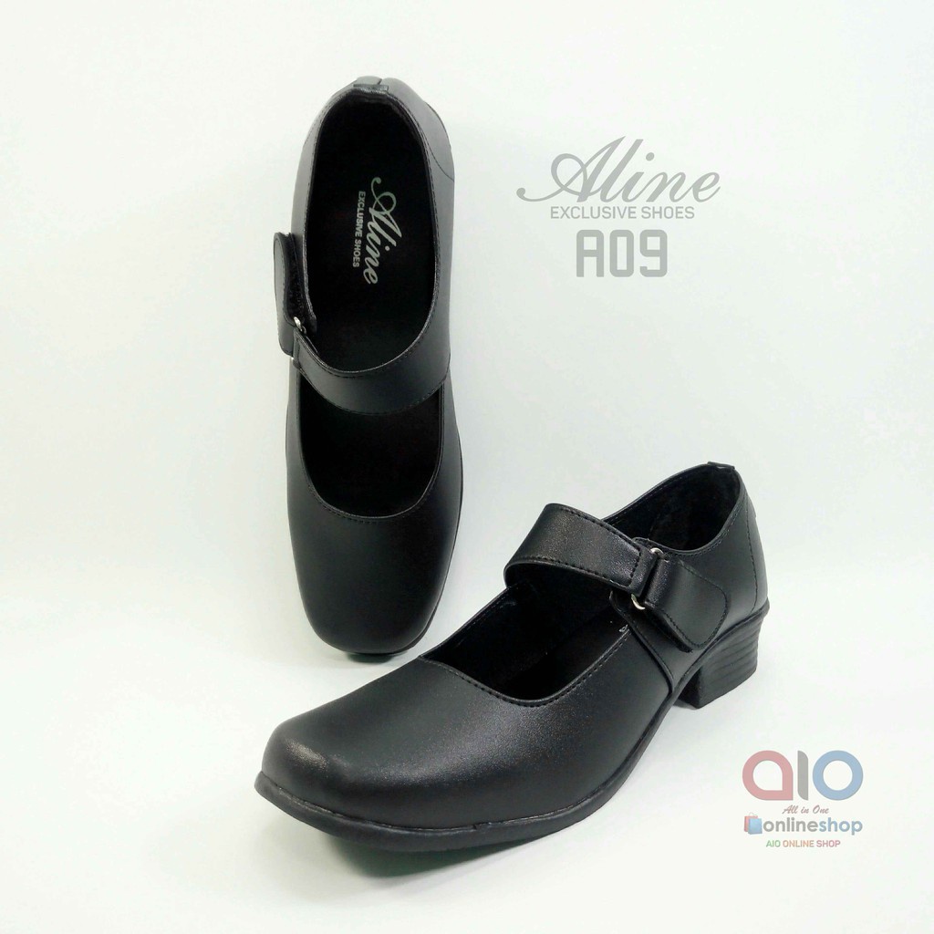 ALINE Sepatu Paskibra Hak 3 Cm Pantofel Wanita Hitam Sekolah Kantor Paskibraka A09