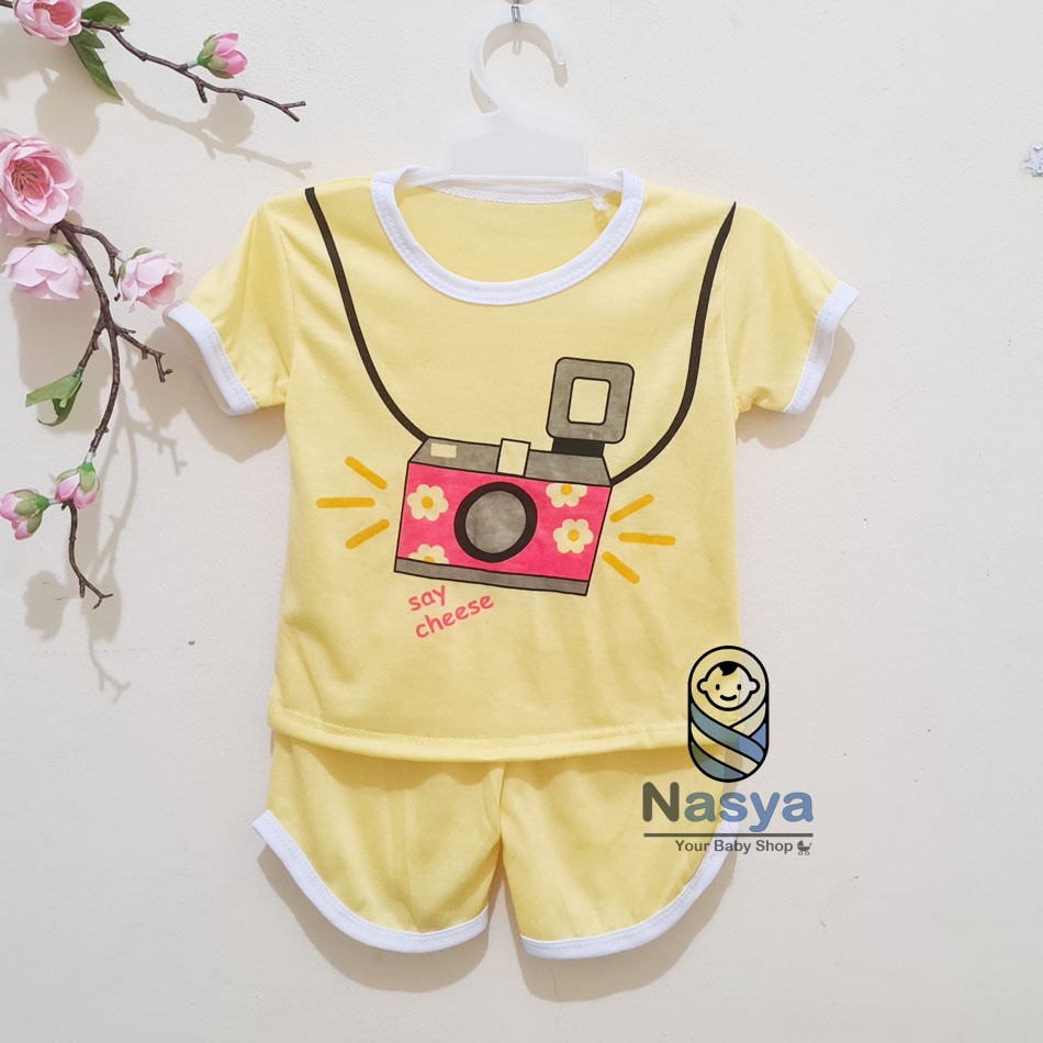 [J-015]  Setelan baju Bayi Perempuan Lucu - motif lucu (3-6 bulan)