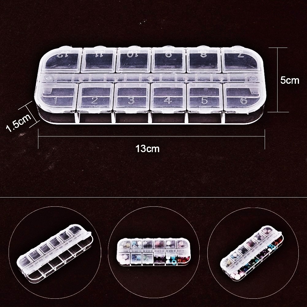 Kotak Penyimpanan Perhiasan Mini 12 Kompartemen Transparan Dengan Label Digital