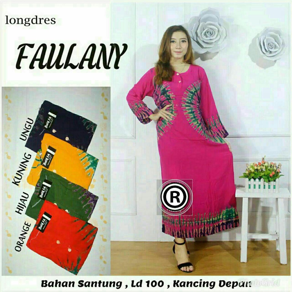 Longdress Busui Tali Jumput  Faulani Warna Gamis  Batik  