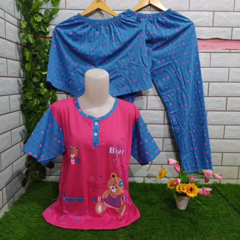 SETELAN BAJU TIDUR 3IN1 MERK BIO PREMIUM // SETELAN BAJU PENDEK CELANA PANJANG DAN PENDEK