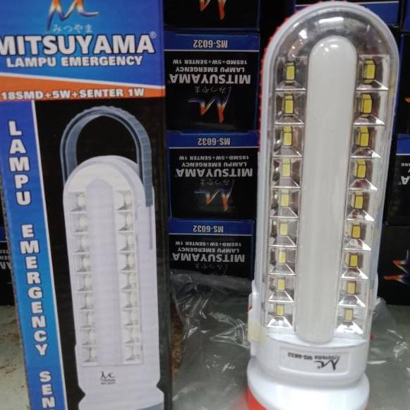 Lampu Emergency Senter Batrai Dan  Charger Mitsuyama MS 6032 // MS 6033 ,,