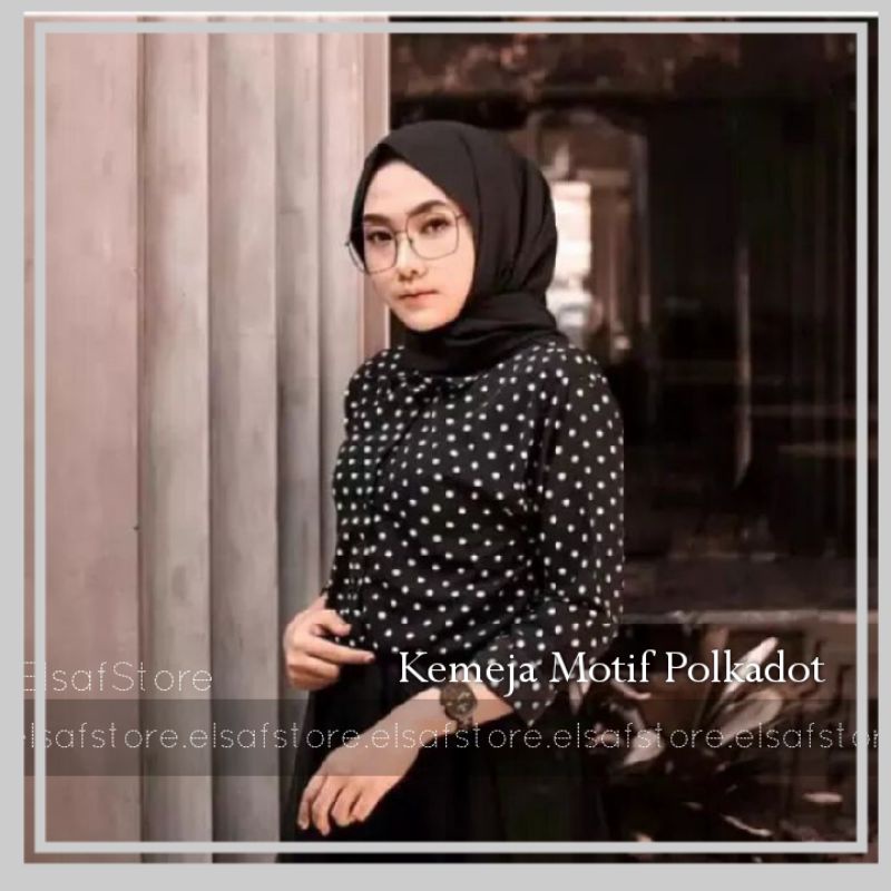 Kemeja Monalisa Motif Polkadot / Atasan Kemeja Wanita POLKADOT Polka