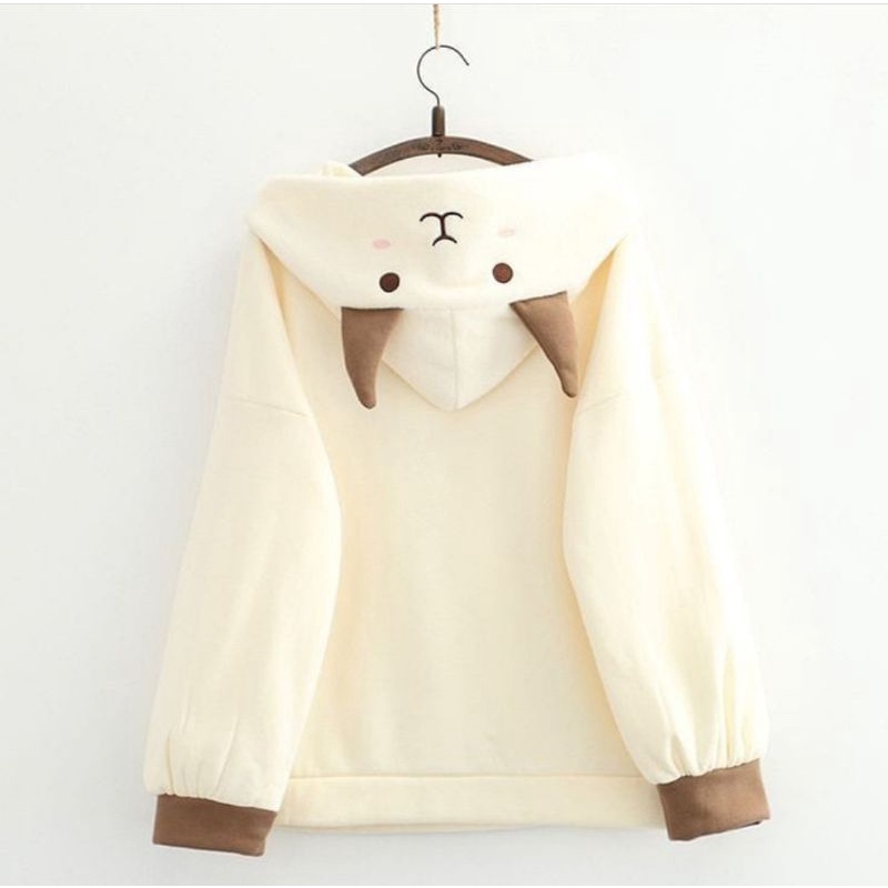 SHEEP HOODIE SWEATER - SWEATER WANITA - SWEATER KOREA - HOODIE OVERSIZE