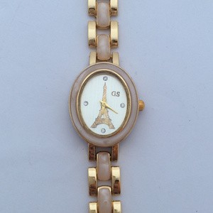 Jam Tangan Wanita Rantai Paris Enamel Pink Gold Eiffel