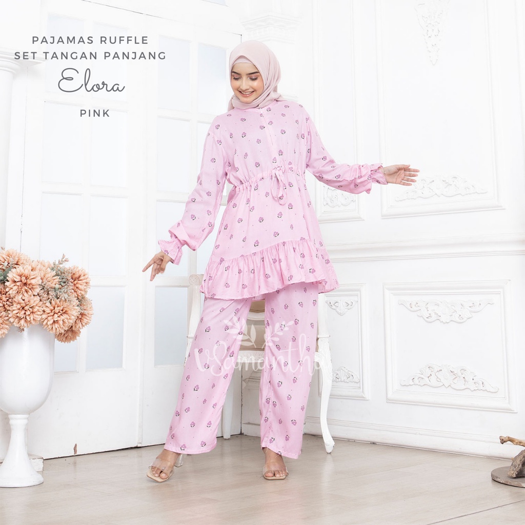 vSamantha - Pajamas Set / Piyama Set Muslim Rayon Rempel Busui Friendly - Tangan Panjang II