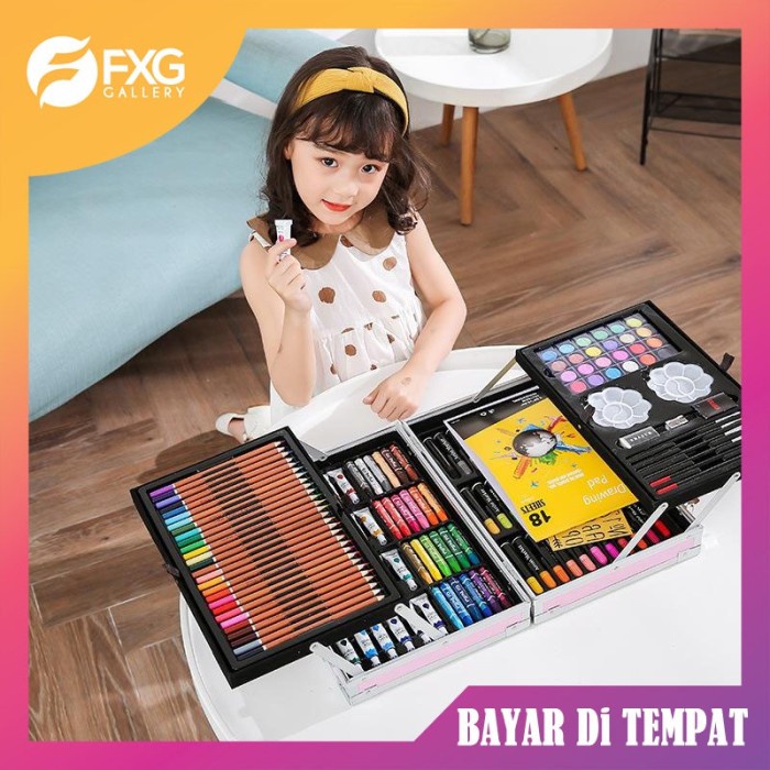 

(TERLARIS) FXG Set Alat Gambar Anak Tulis Lukis Koper Box Jingjing ATK04 Bisa