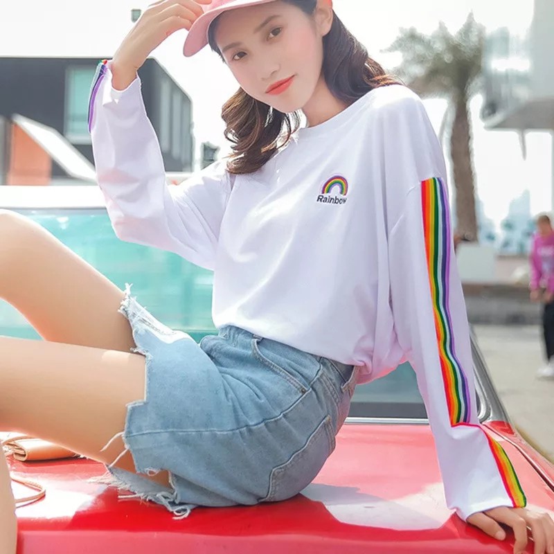 BESS - Sweater Crop Murah Wanita / Sweater Crop RAINBOW