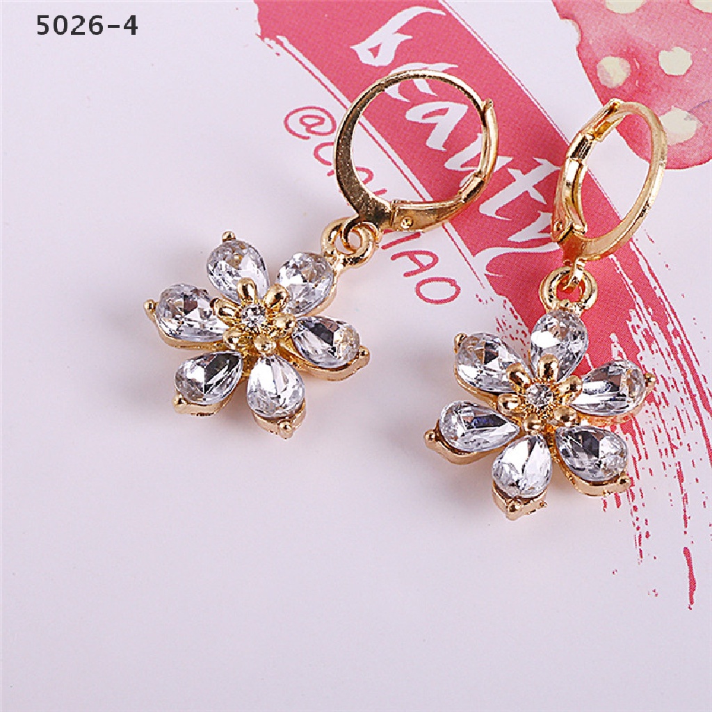 5026-4 Fashion Gold Plated Jewelry Set Rhinestone Flower Pendant Necklace Earrings Jewelry Set 5026-4