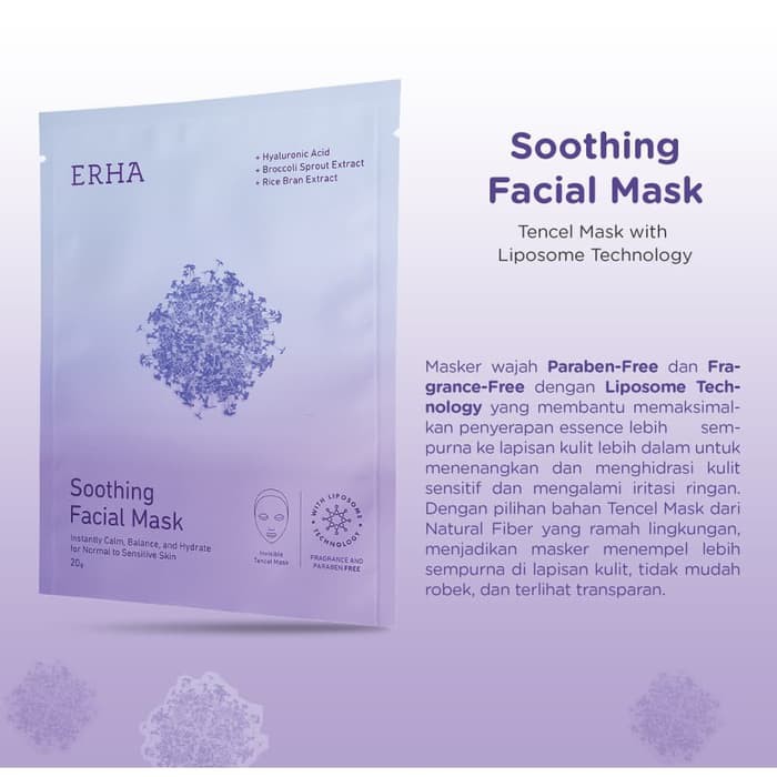 ERHA Suplemen Tubuh &amp; Kulit Jerawat - Zincore &amp; Soothing Facial Mask - Masker Wajah Kulit Sensitif