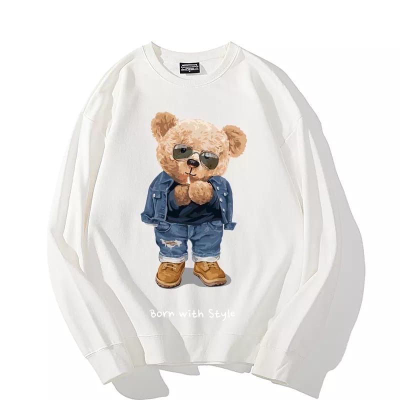 [COD] Sweater Wanita Oversize Born With Style Bear XXL LD 130