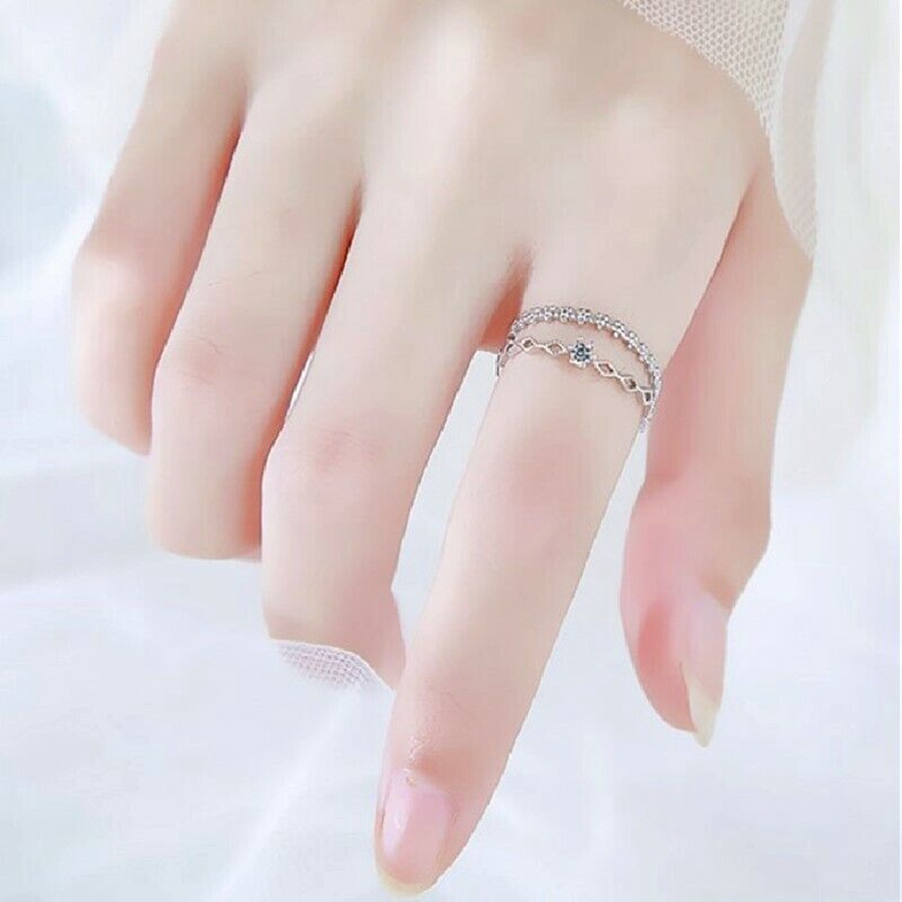 Cincin Wanita Model Terbuka Bahan Cubic Zircon Ukuran Adjustable Untuk Pesta Pernikahan
