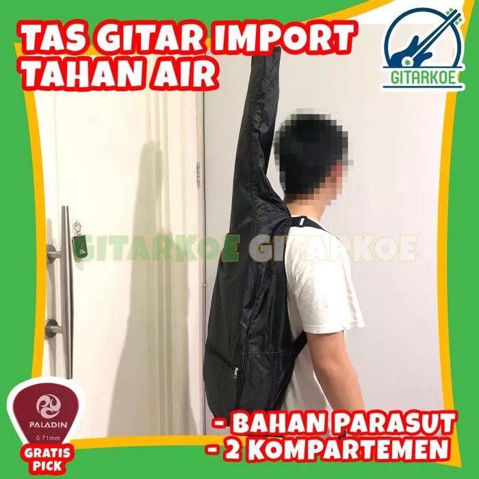 Tas Gitar Akustik Klasik Jumbo Softcase Gitar Hitam Polos Bahan Anti Air