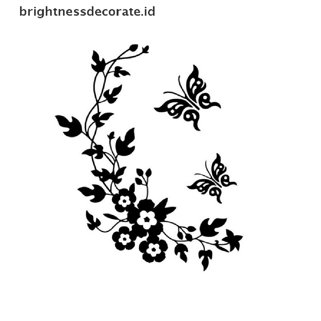 Butterfly Stiker Dinding Desain Kupu-Kupu Bunga Untuk Kamar Mandi / Toilet / Laptop