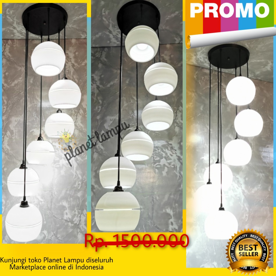 lampu gantung hias void tangga 6 in 1 ruang tamu minimalis cafe plafon ruangan vintage modern murah