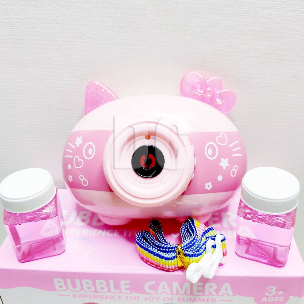 Bubble Camera Tiger Hello Kitty Rabbit Sapi Mainan Kamera Gelembung Sabun Musik Lampu Baterai