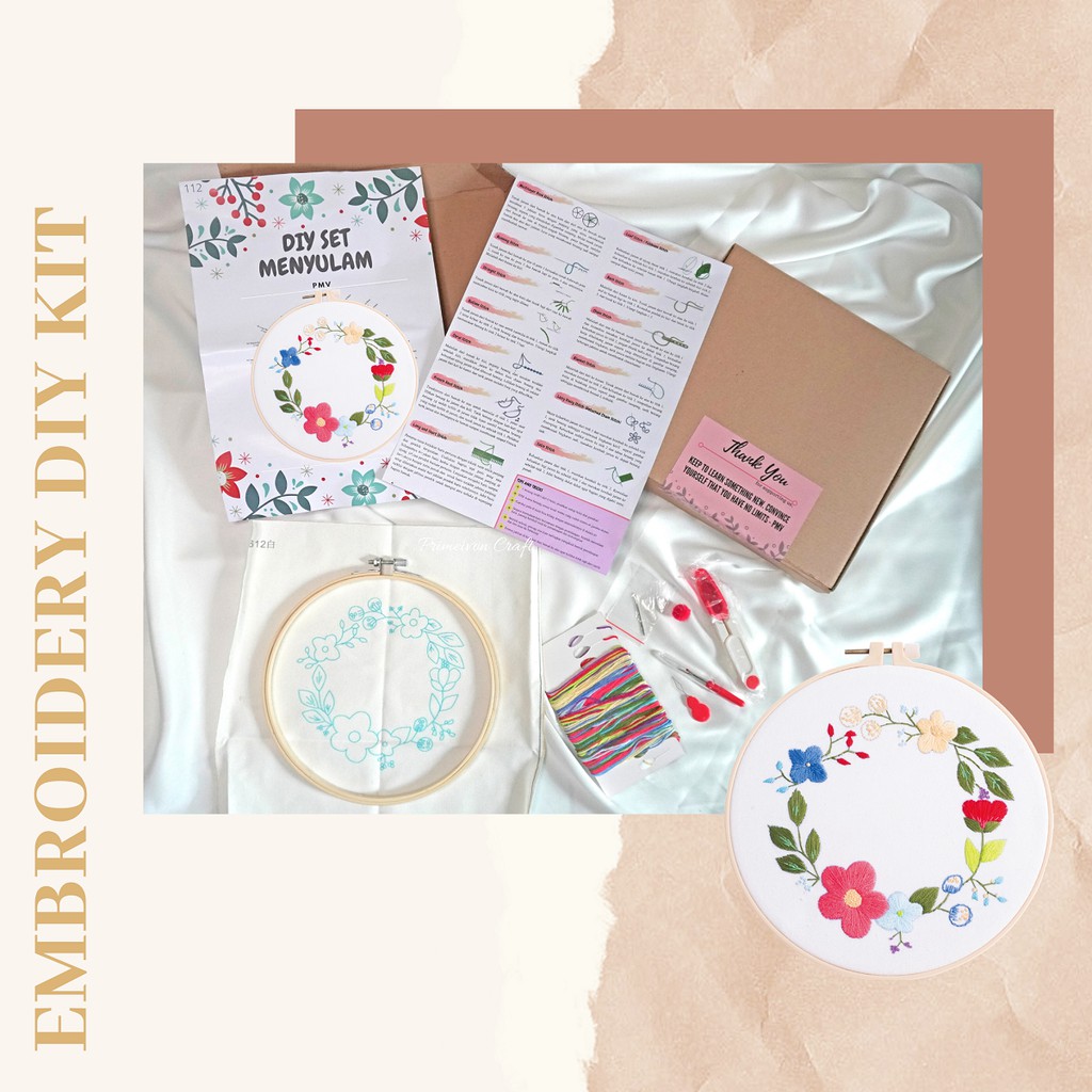 DIY KIT menyulam floral/ DIY embroidery KIT 112