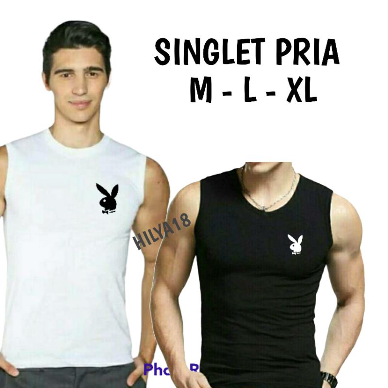SINGLET PRIA / KAOS DALAM PRIA / BAJU DALAMAN PRIA / TANKTOP POLOS  PRIA HITAM PUTIH