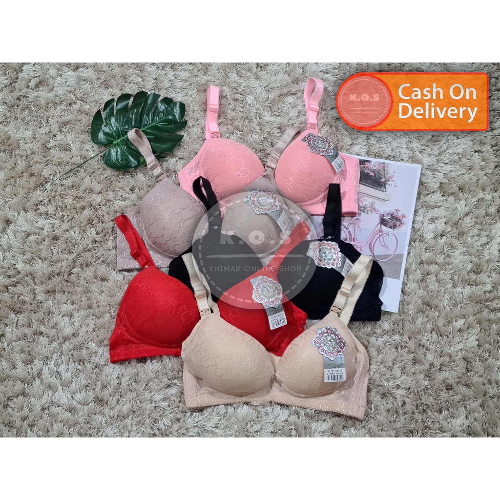 bra bh tanpa kawat berpori full corak size 34-40