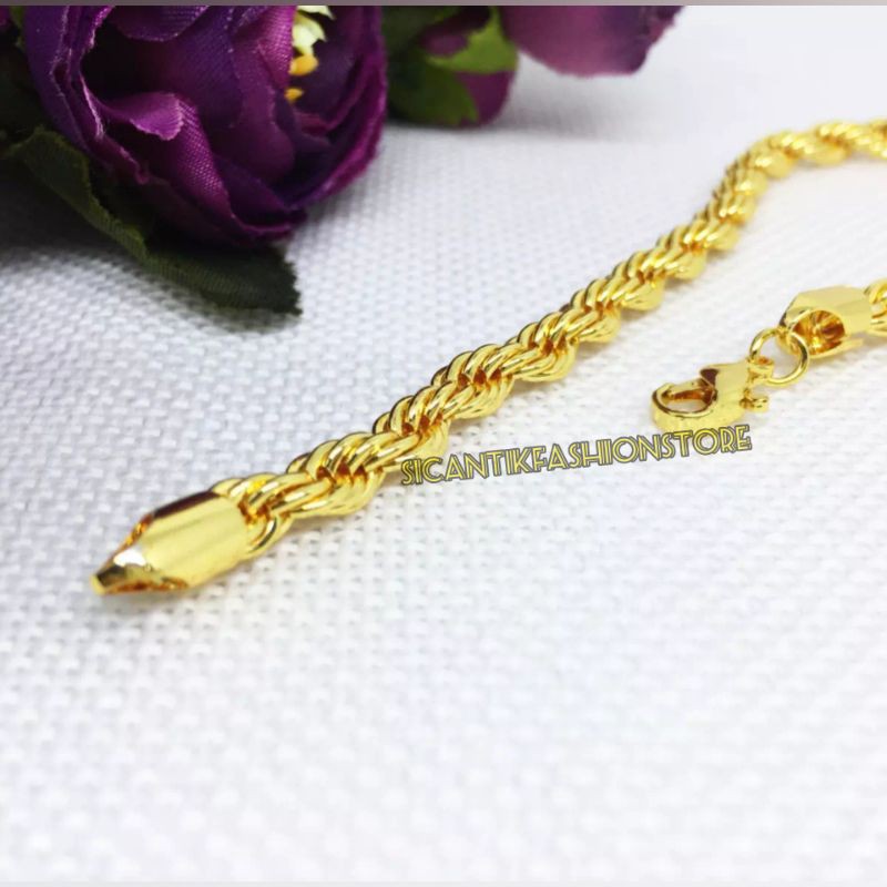 PROMO gelang Titanium tambang lilit Gold terlaris anti Karat perhiasan lapis emas tidak luntur