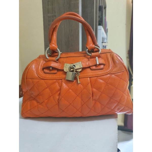 tas kulit asli warna orange preloved