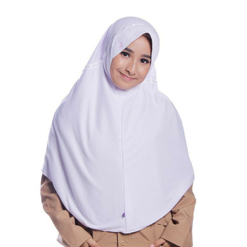 Rabbani Hemy Kerudung Jilbab Sekolah Instan Putih Ukuran S
