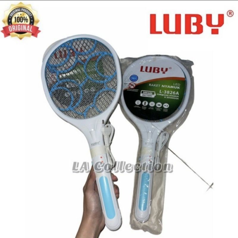 LUBY - Raket Nyamuk LED Chas L-3826A Setruman Nyamuk Luby