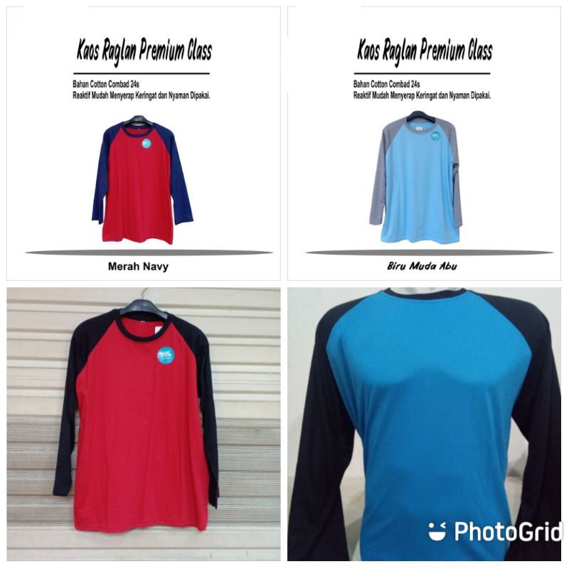 Kaos Raglan (jumbo size) Katun Combed 24s Premium