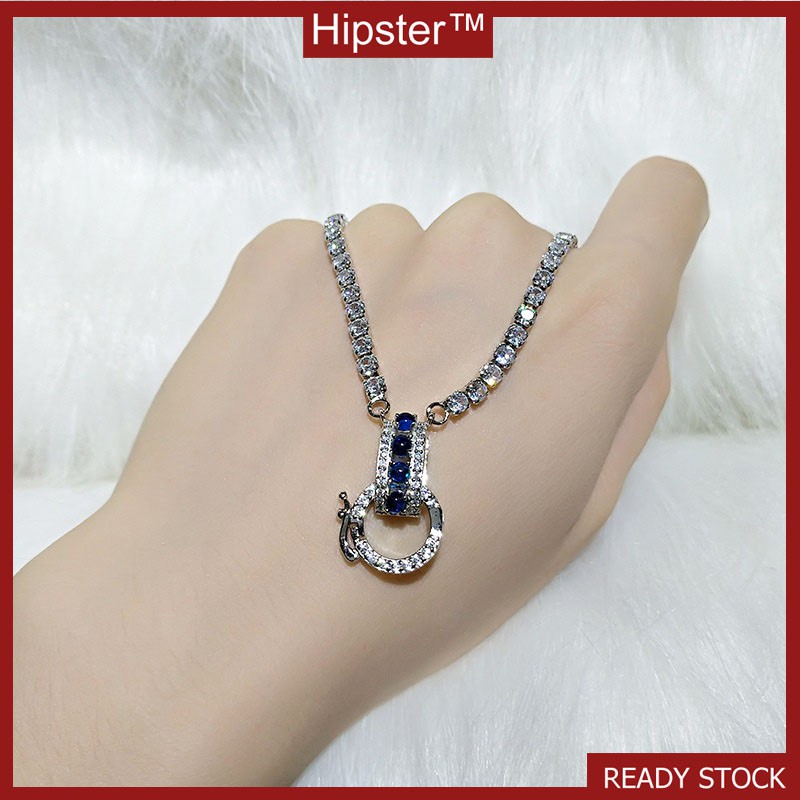 Hot Fashion Classic White Gold Natural Sapphire Pendant Necklace