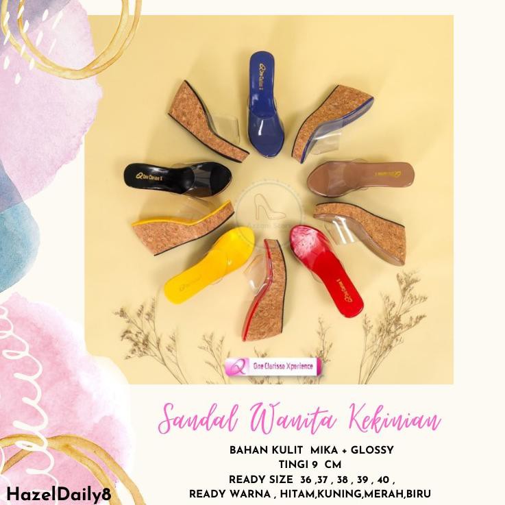 Obral ➬ WEDGES PELANGI POLOS // Pollenzo PAULINA Wedges Mika Bening Transparan MD-501 B ,,,,