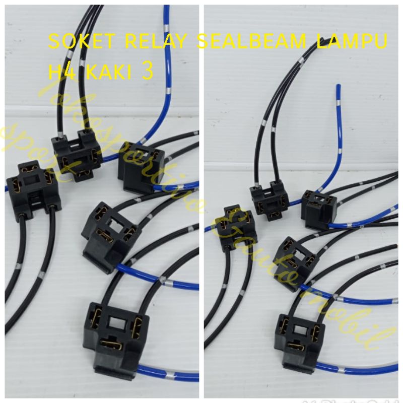 Socket soket cable relay sealbeam Lampu H4 kaki 3+kabel bintik