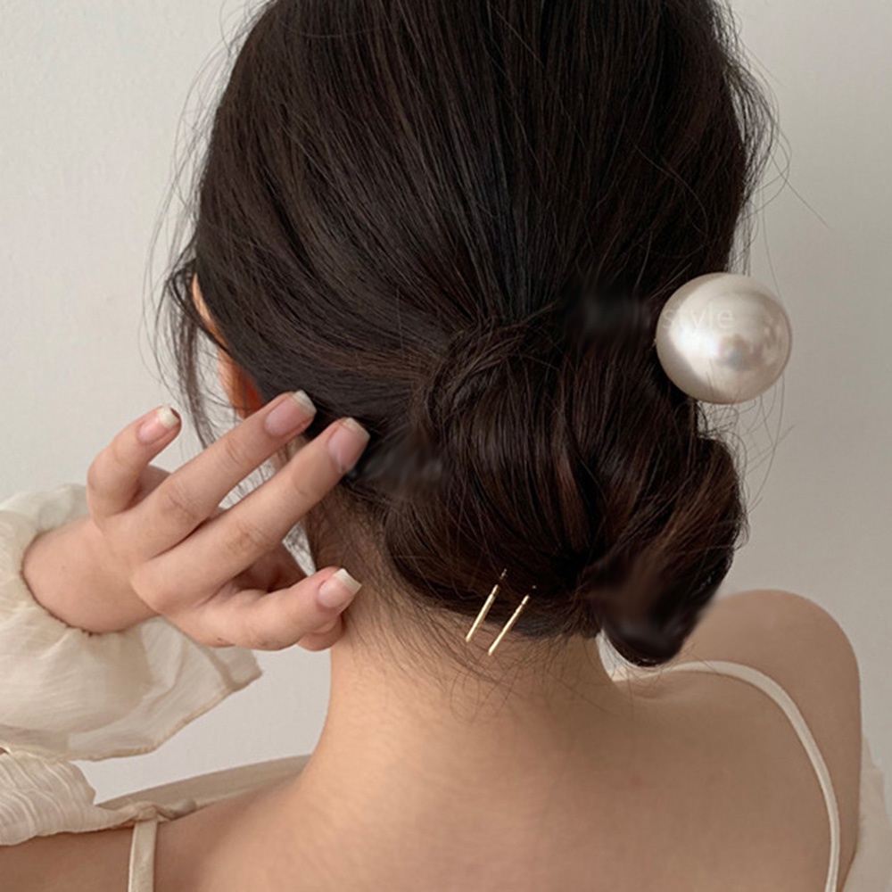 2pcs Jepit Rambut Bentuk U Aksen Mutiara Untuk Wanita