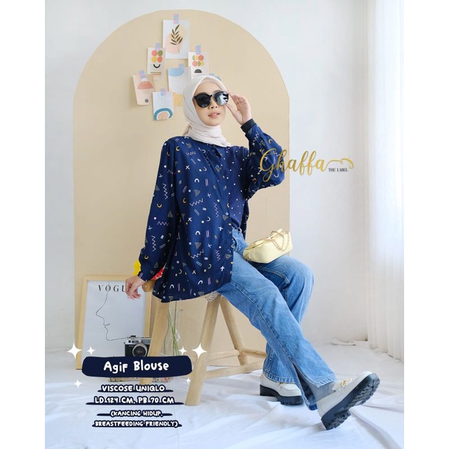 Blouse muslimah / Agif blouse by ghaffa the label / blouse motif modern