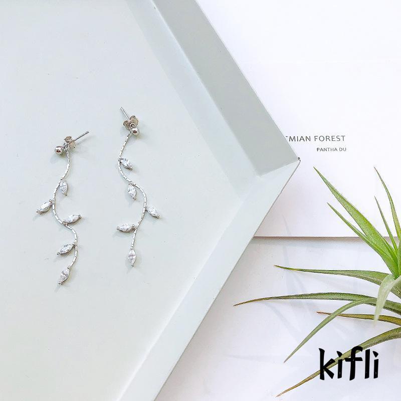 Anting Rumbai Panjang Desain Daun Willow Bahan S925 Silver Untuk Wanita