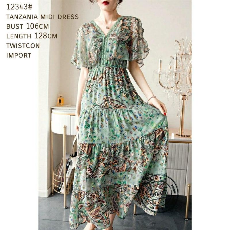 MDLV ~ 12343 Tanzania Mdi Dress Import Dress layer Premium Fashion Import