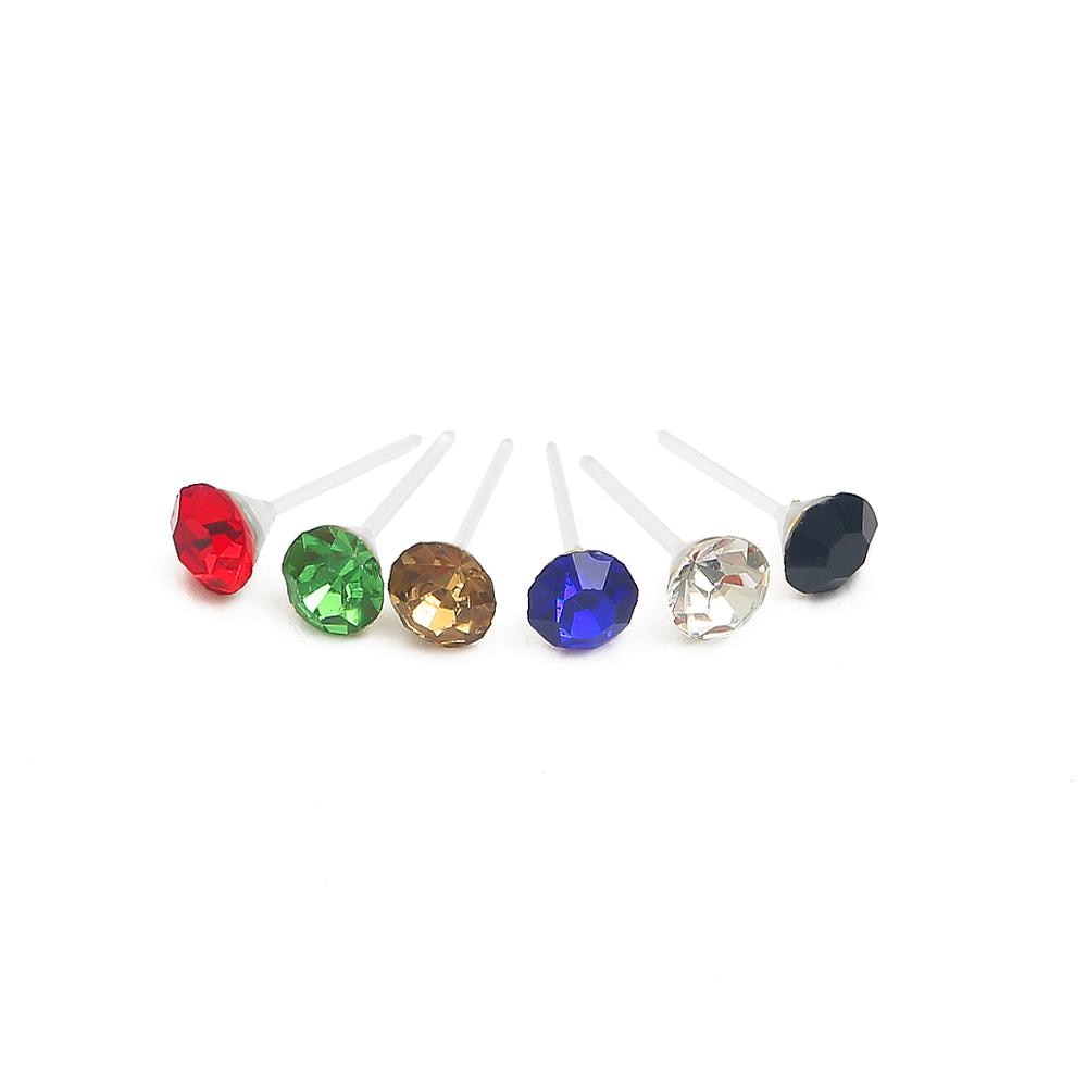 Set Anting Stud Kristal Warna-Warni Bahan Plastik Untuk Wanita