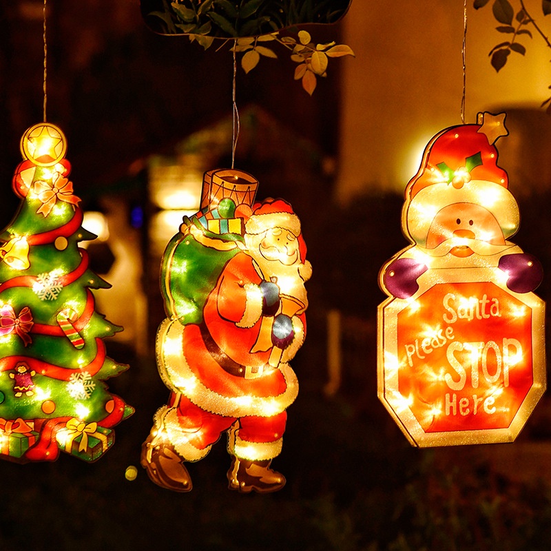 Lampu Gantung Led Bentuk Rusa Santa Snowman Untuk Dekorasi Pohon Natal