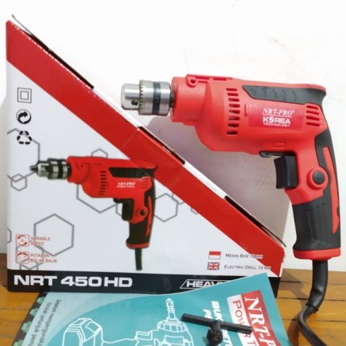 NRT-PRO KOPER 450 HD SET Mesin Bor 10 mm - Besi Kayu Variabel Speed