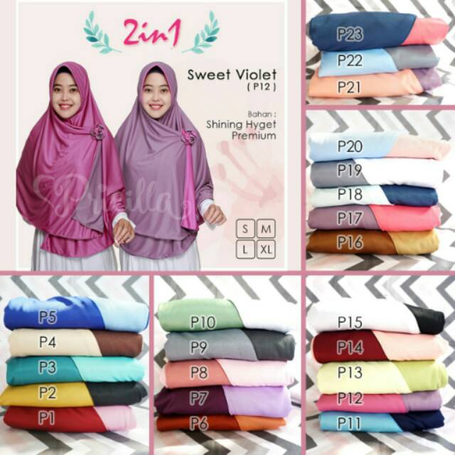 Jilbab bolak balik pad warna-warni "pricilla"