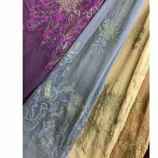 Kain Bordir Satin Sifon Wolfis Meteran Bahan Kaftan Wanita Hijab