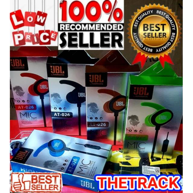 HEADSET JBL AT-026 SPORT / HANDSFREE JBL AT026 MICROPHONE / EARPHONE KABEL KEREN / ST