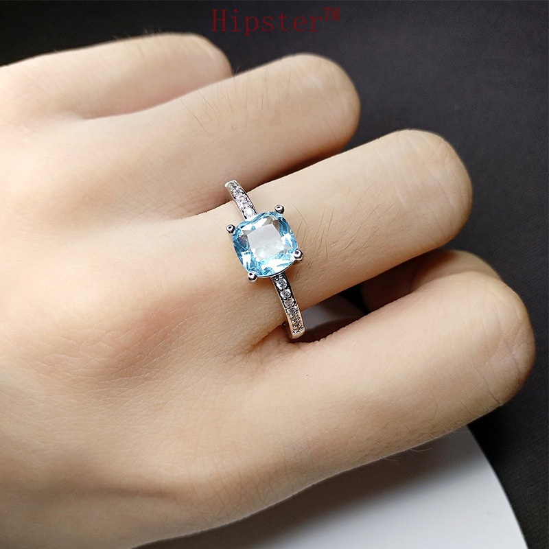 Hot Sale Classic Luxury Inlaid Colored Gems Square Diamond Ring