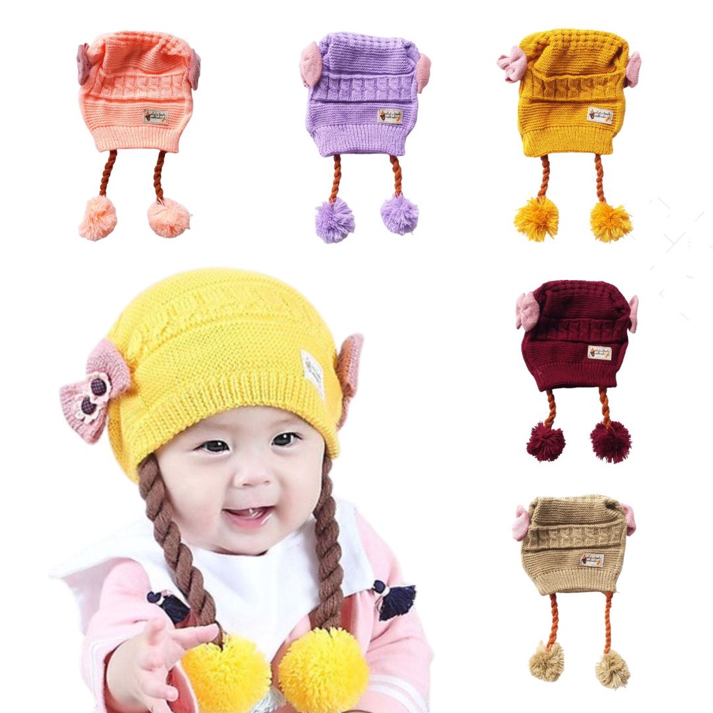 HappyOliver TOPI ANAK Perempuan NEW RAMBUT KEPANG/ Topi Bayi Kupluk Imut Lucu Baby Hat Wig