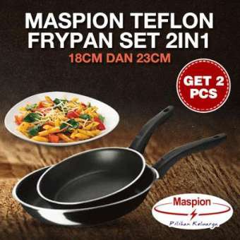 Maspion DOUBLE FRY PAN SET HITAM MASPION 18CM + 23CM teflon frypan
